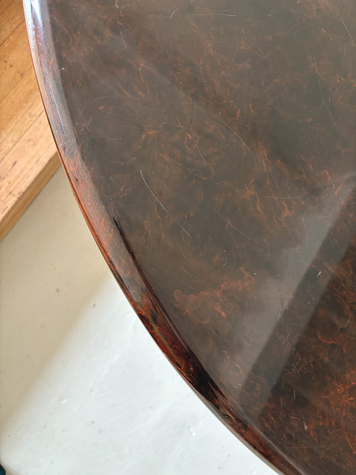 Glossy 80s Burl Dining Table
