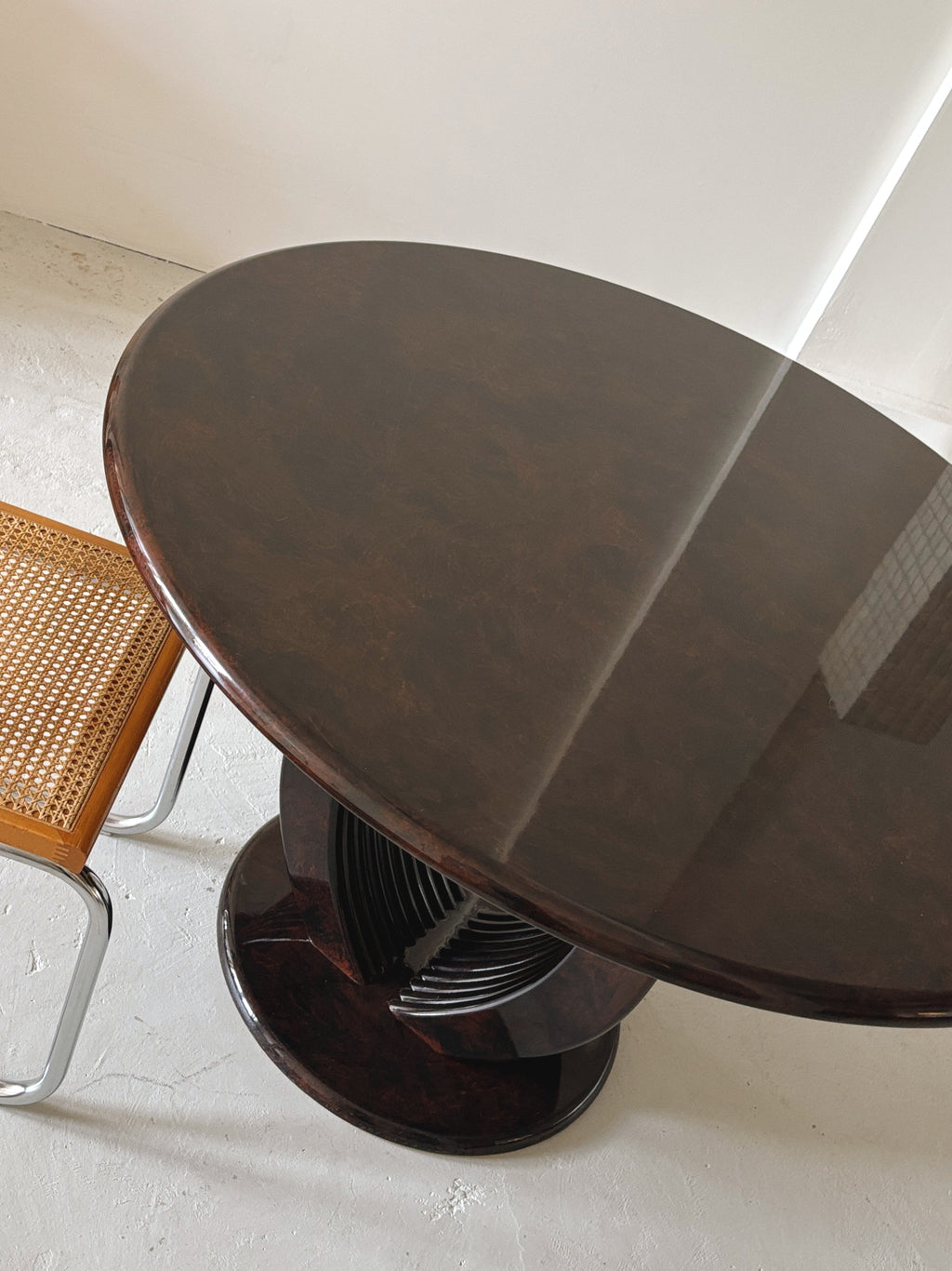 Glossy 80s Burl Dining Table