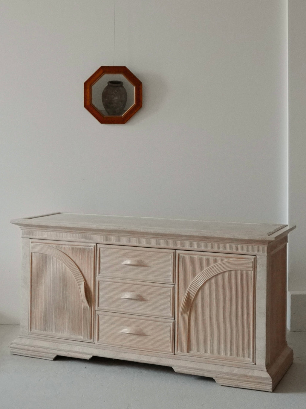 1980s Bamboo + Stone Sideboard
