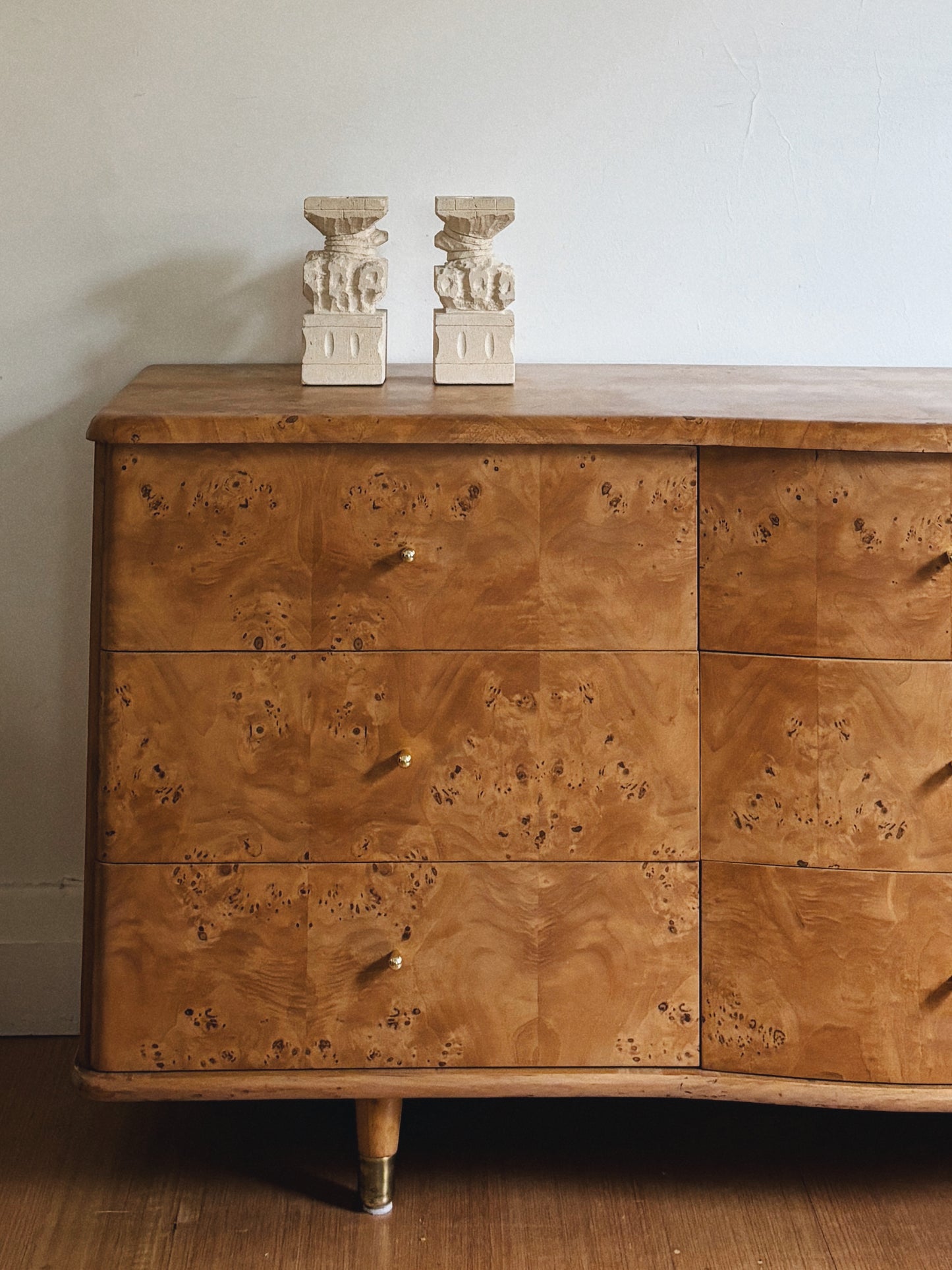 1960s Burl Curved Lowboy