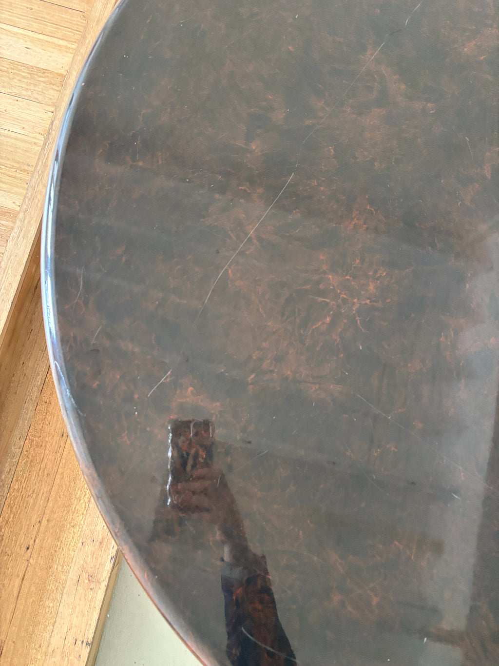 Glossy 80s Burl Dining Table
