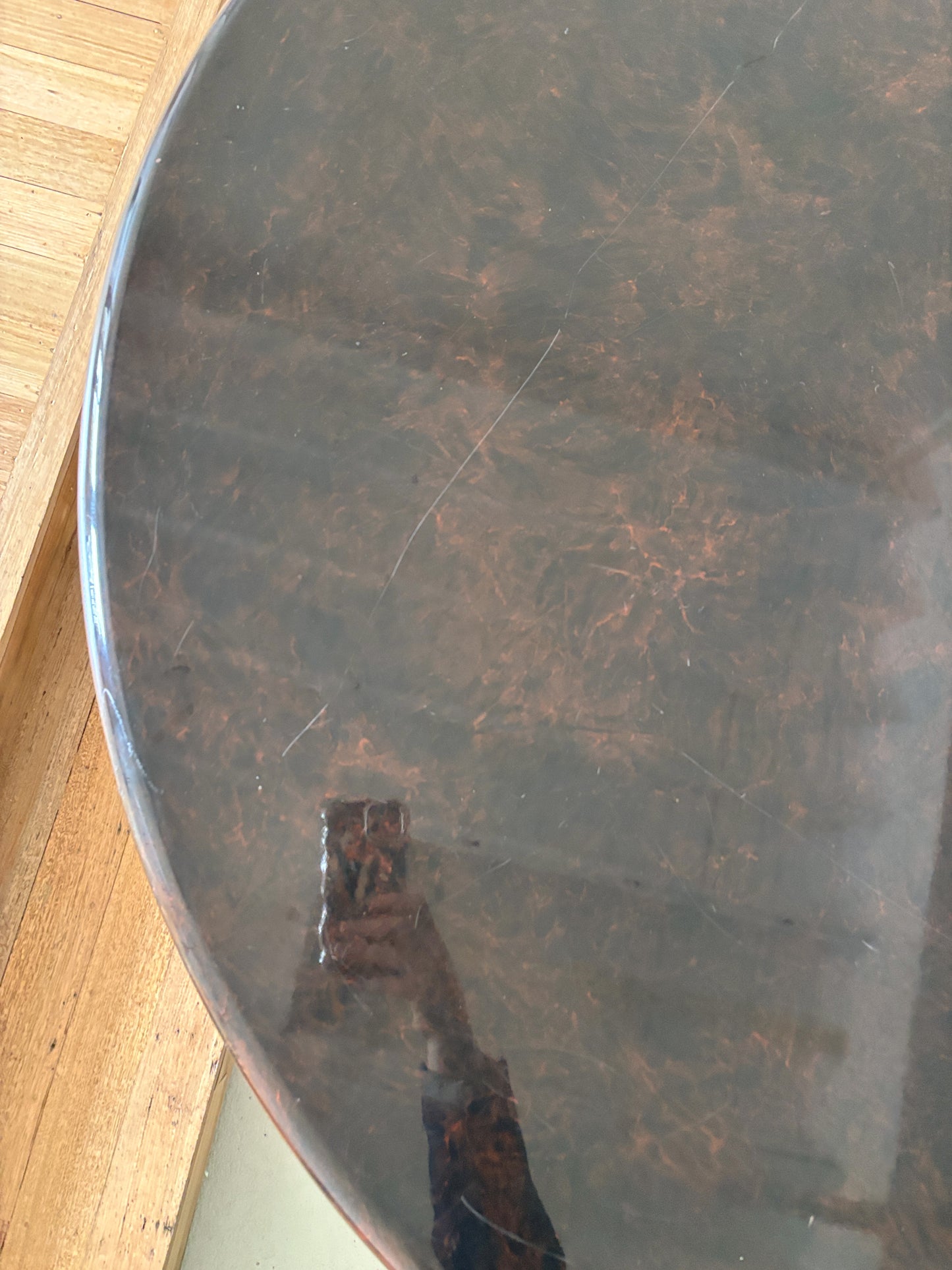 Glossy 80s Burl Dining Table