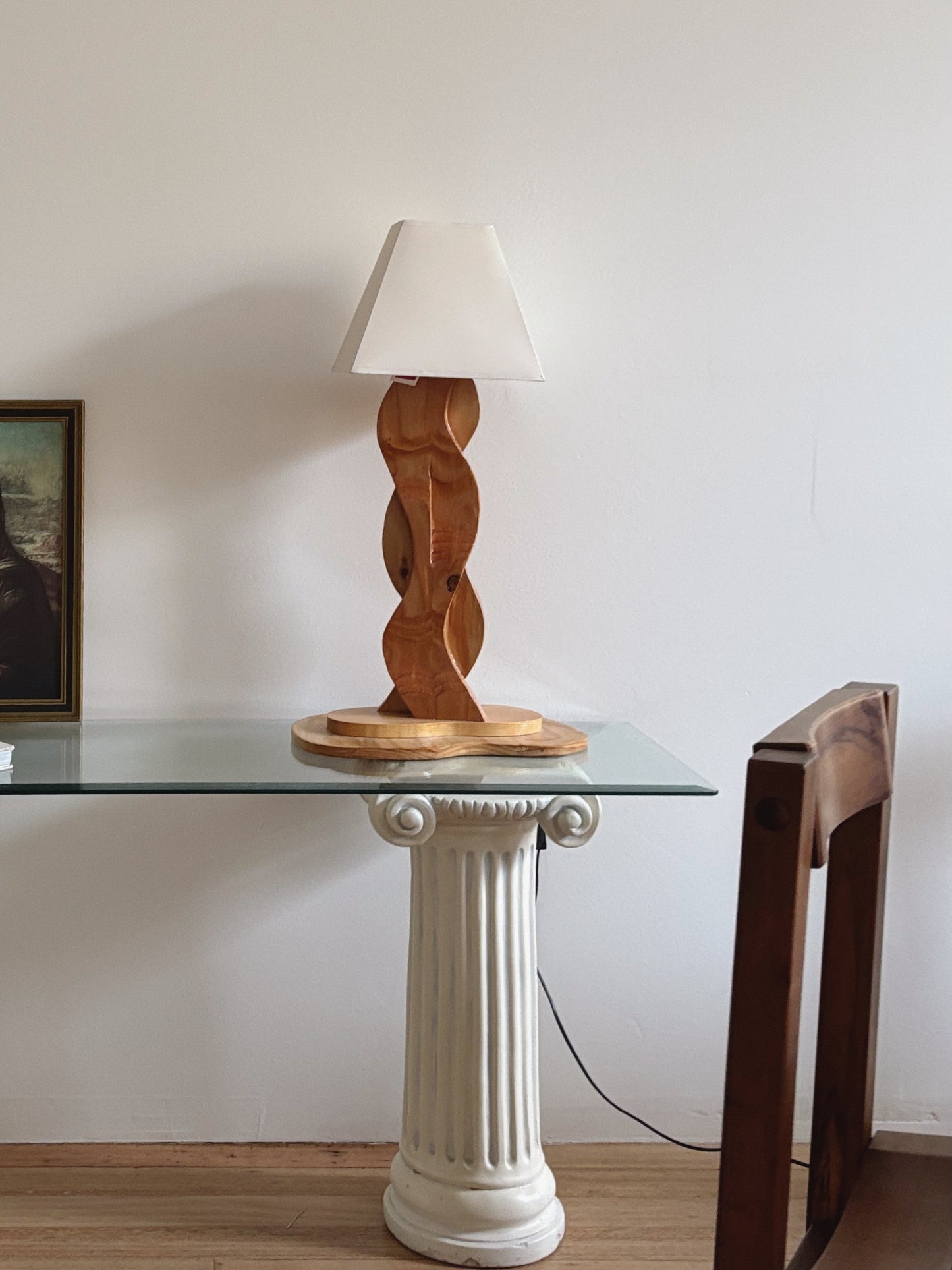 Hand Carved Timber Lamp