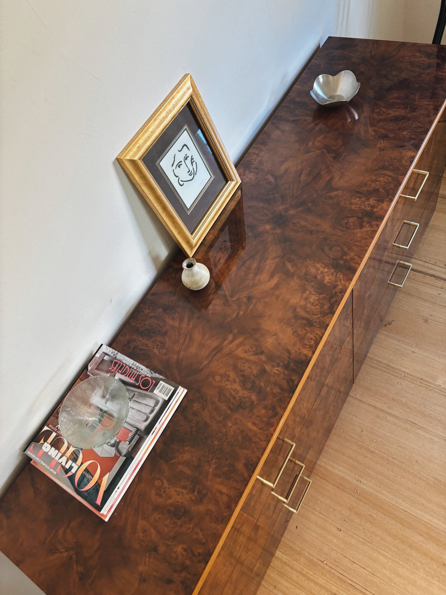 Glossy Burl Lowboy Drawers