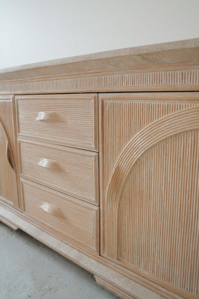 1980s Bamboo + Stone Sideboard