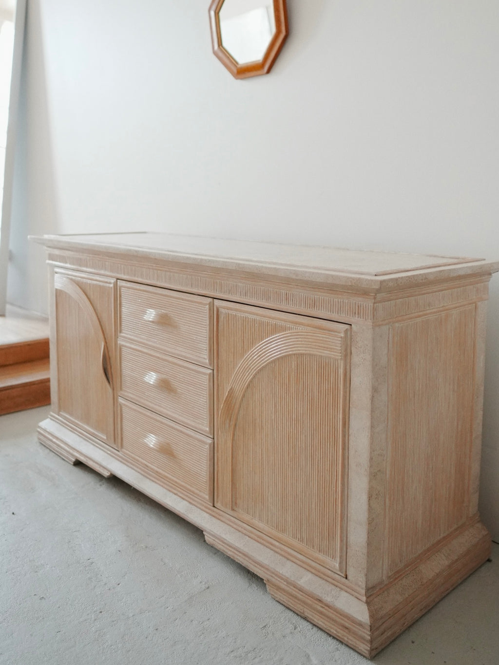 1980s Bamboo + Stone Sideboard