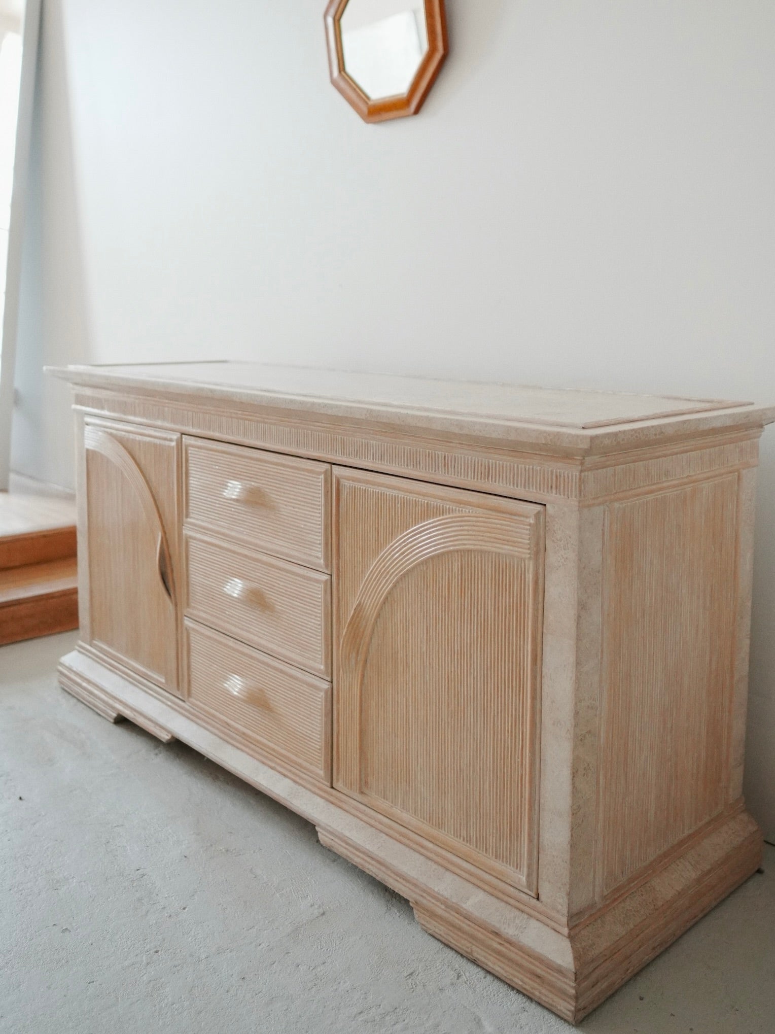 1980s Bamboo + Stone Sideboard