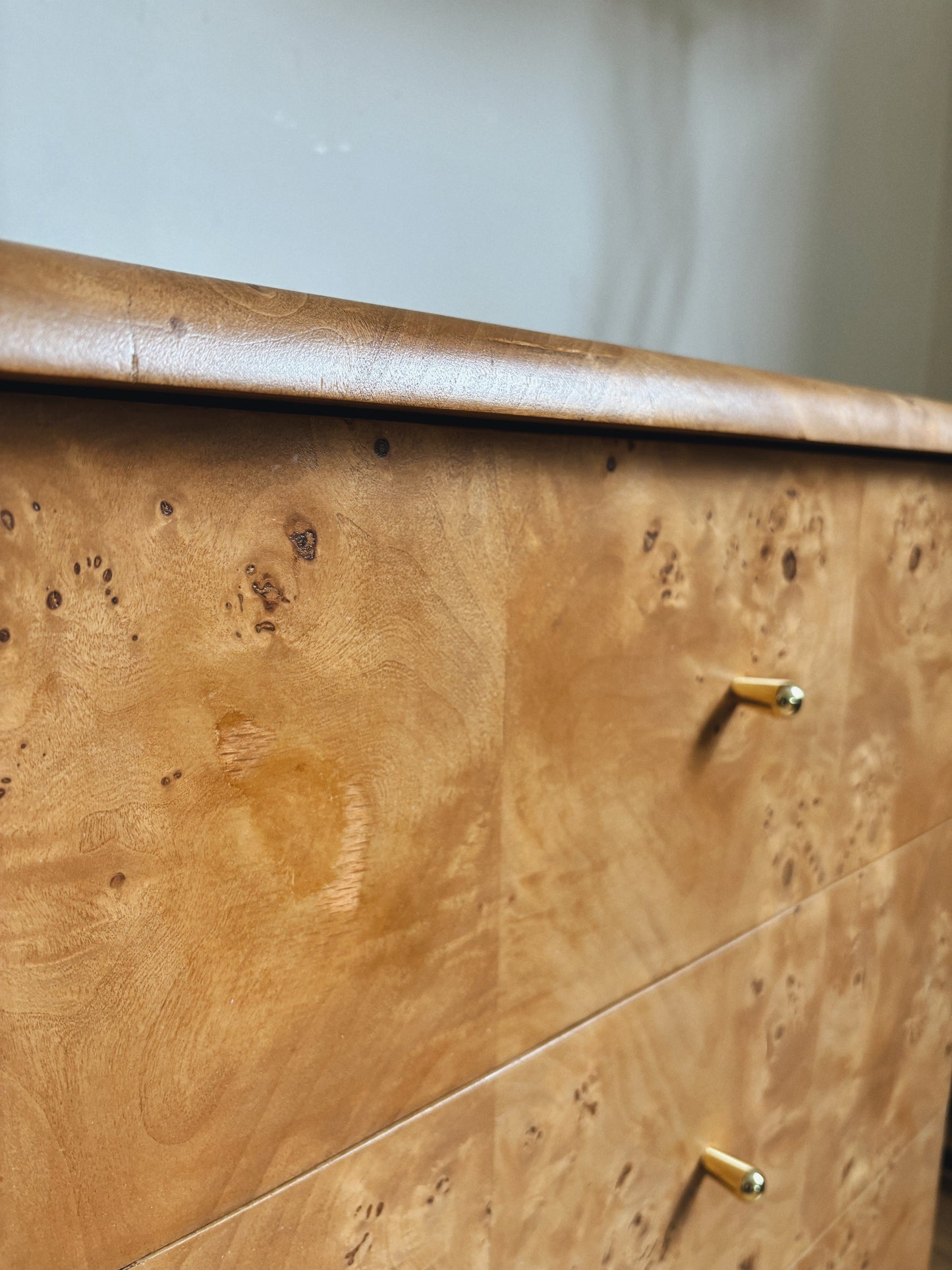 1960s Burl Curved Lowboy