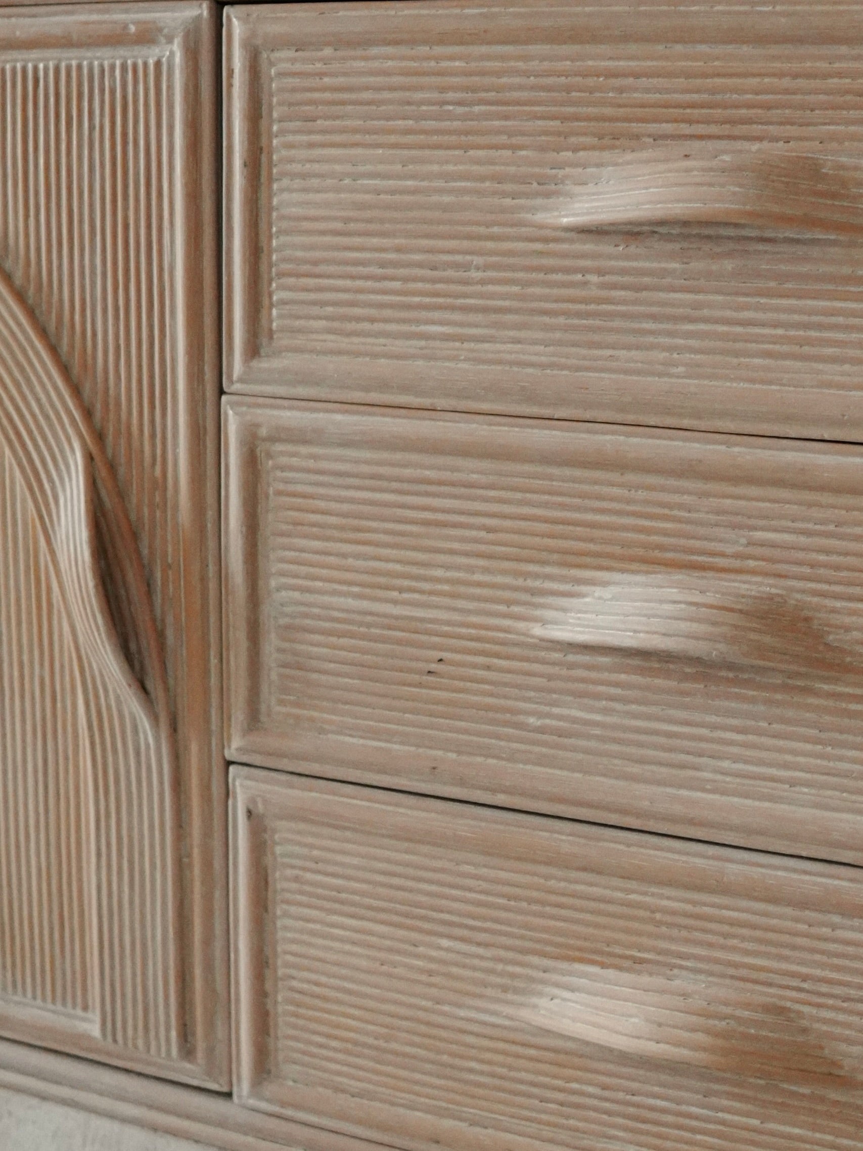 1980s Bamboo + Stone Sideboard