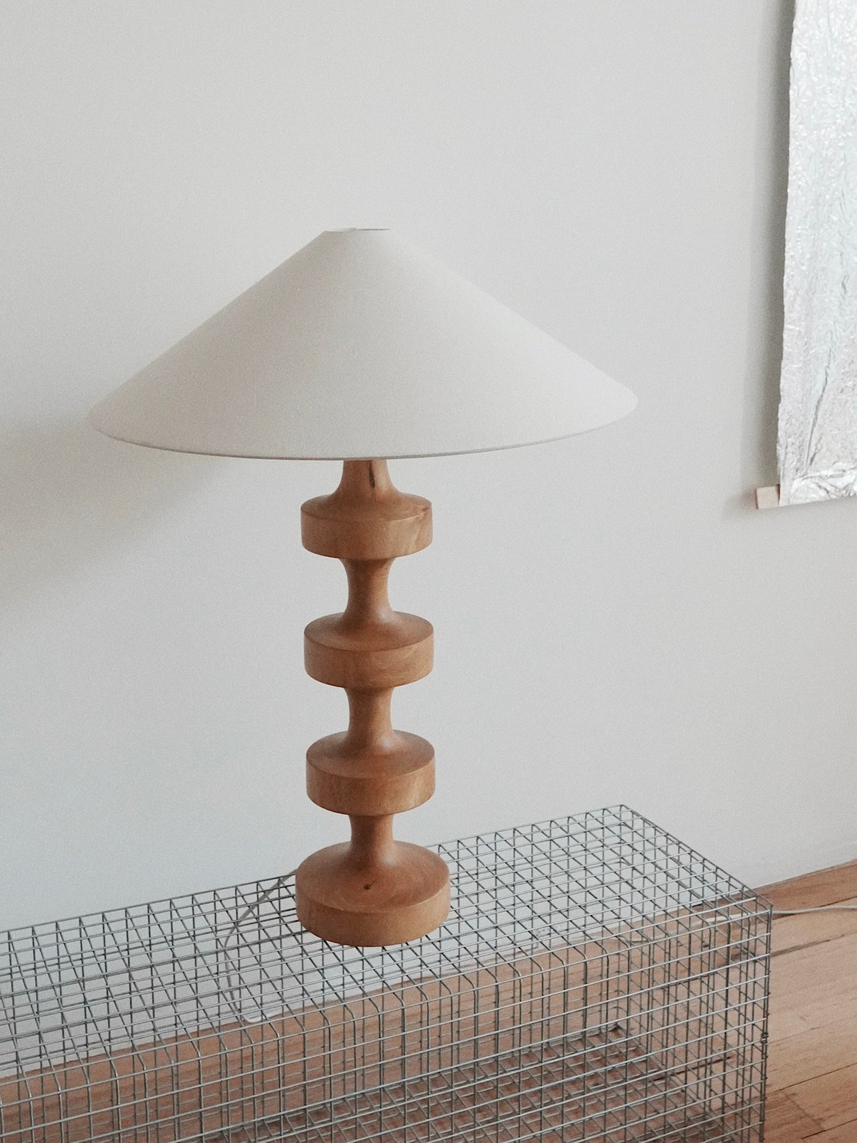 Vintage Turned Wood Table Lamp