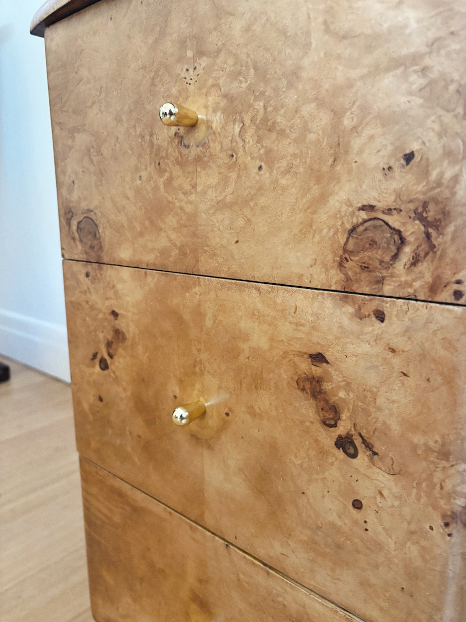 3 Drawer Burl Bedsides