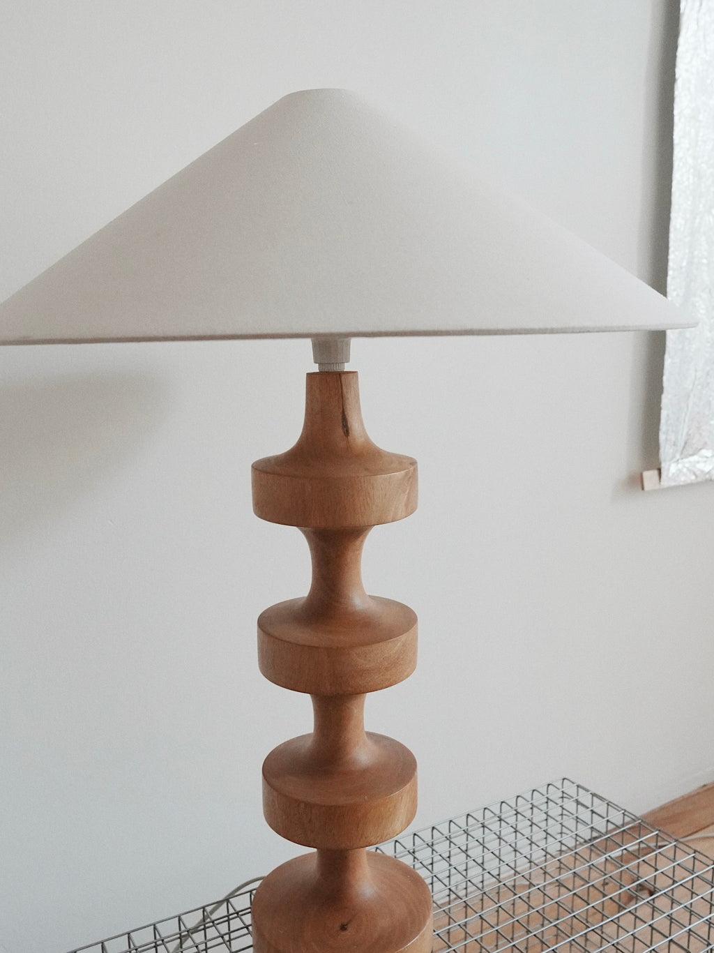 Vintage Turned Wood Table Lamp