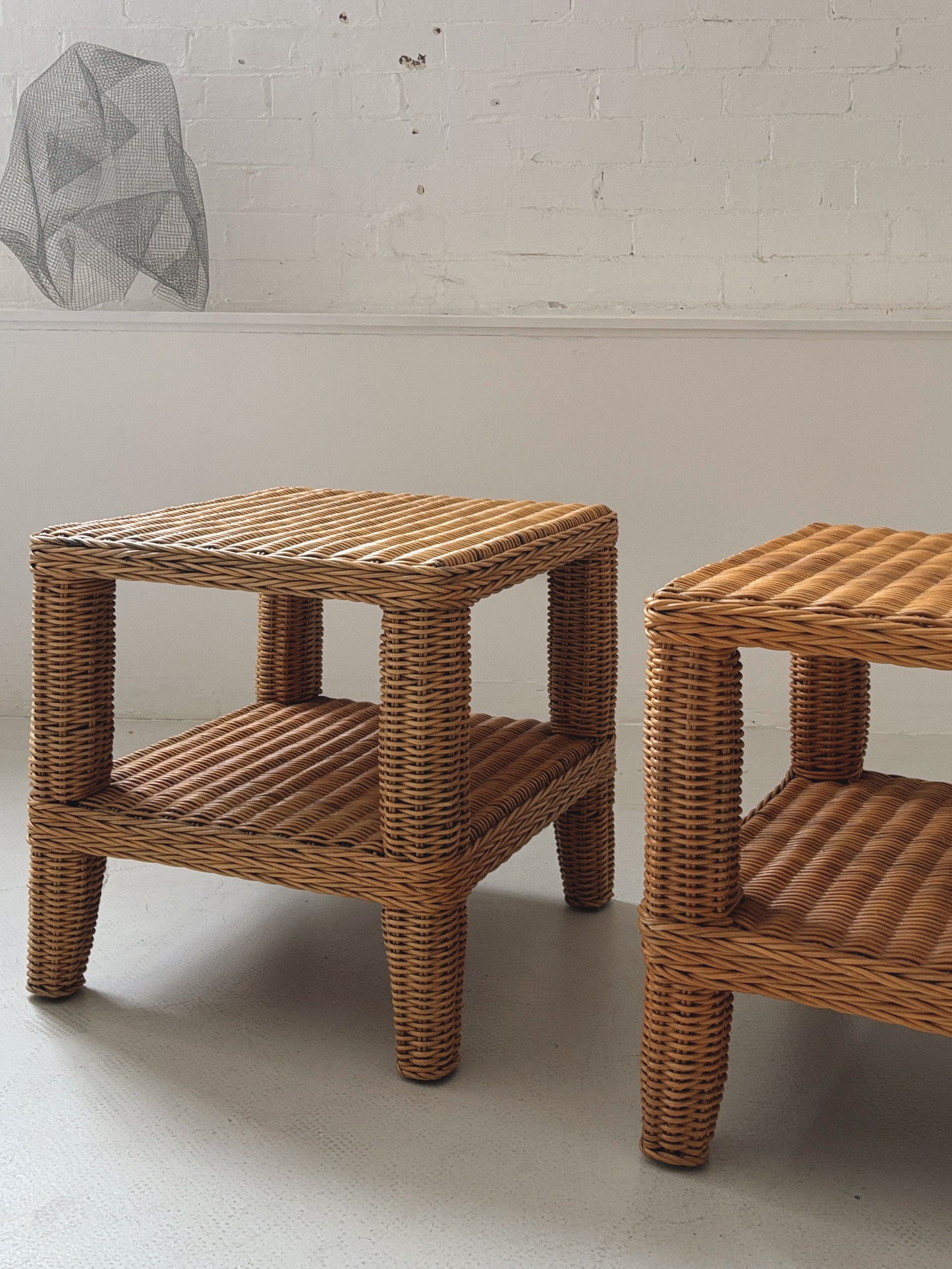 Pair of Rattan Bedside Tables