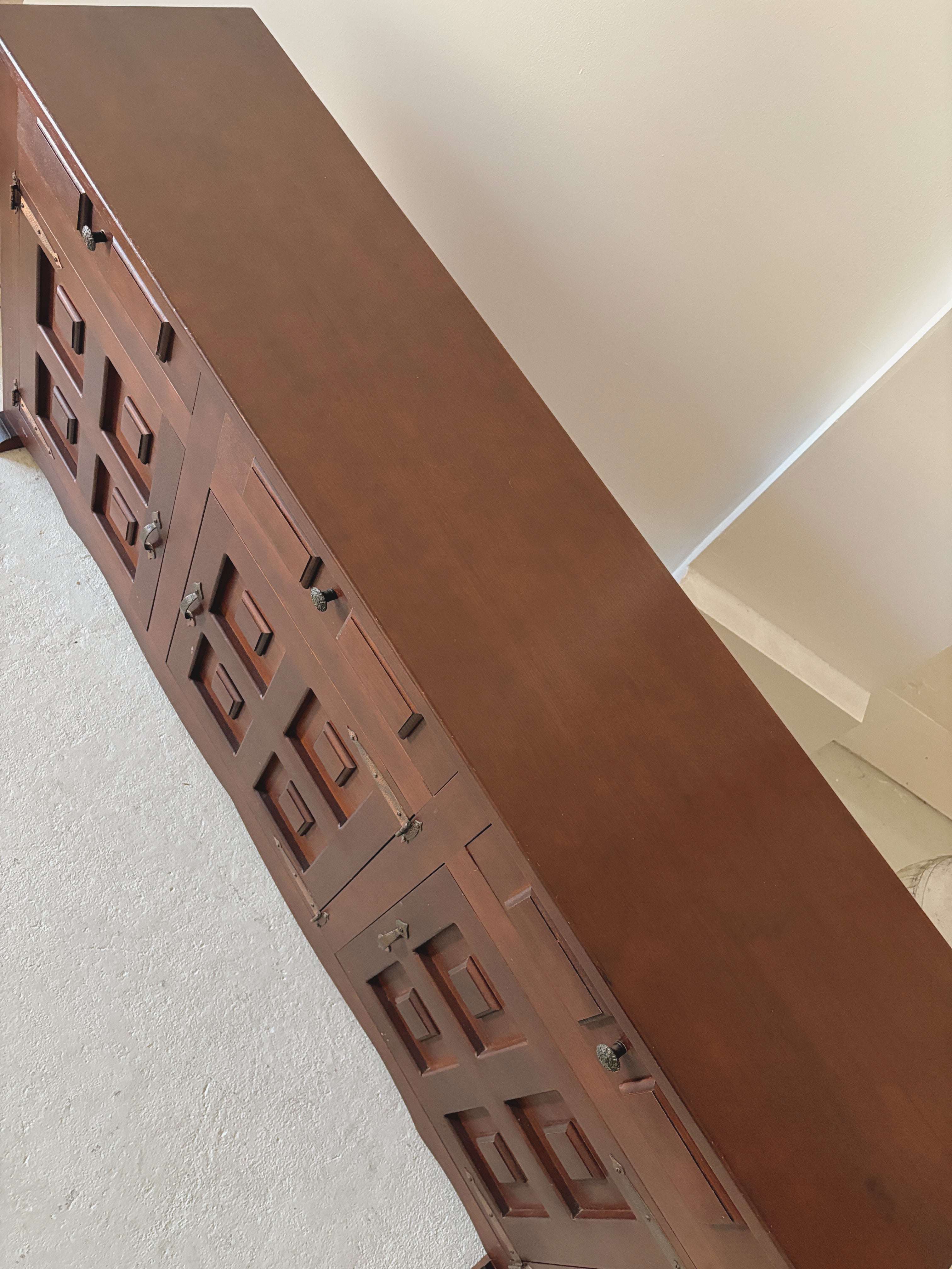 1970s Brutalist Walnut Sideboard