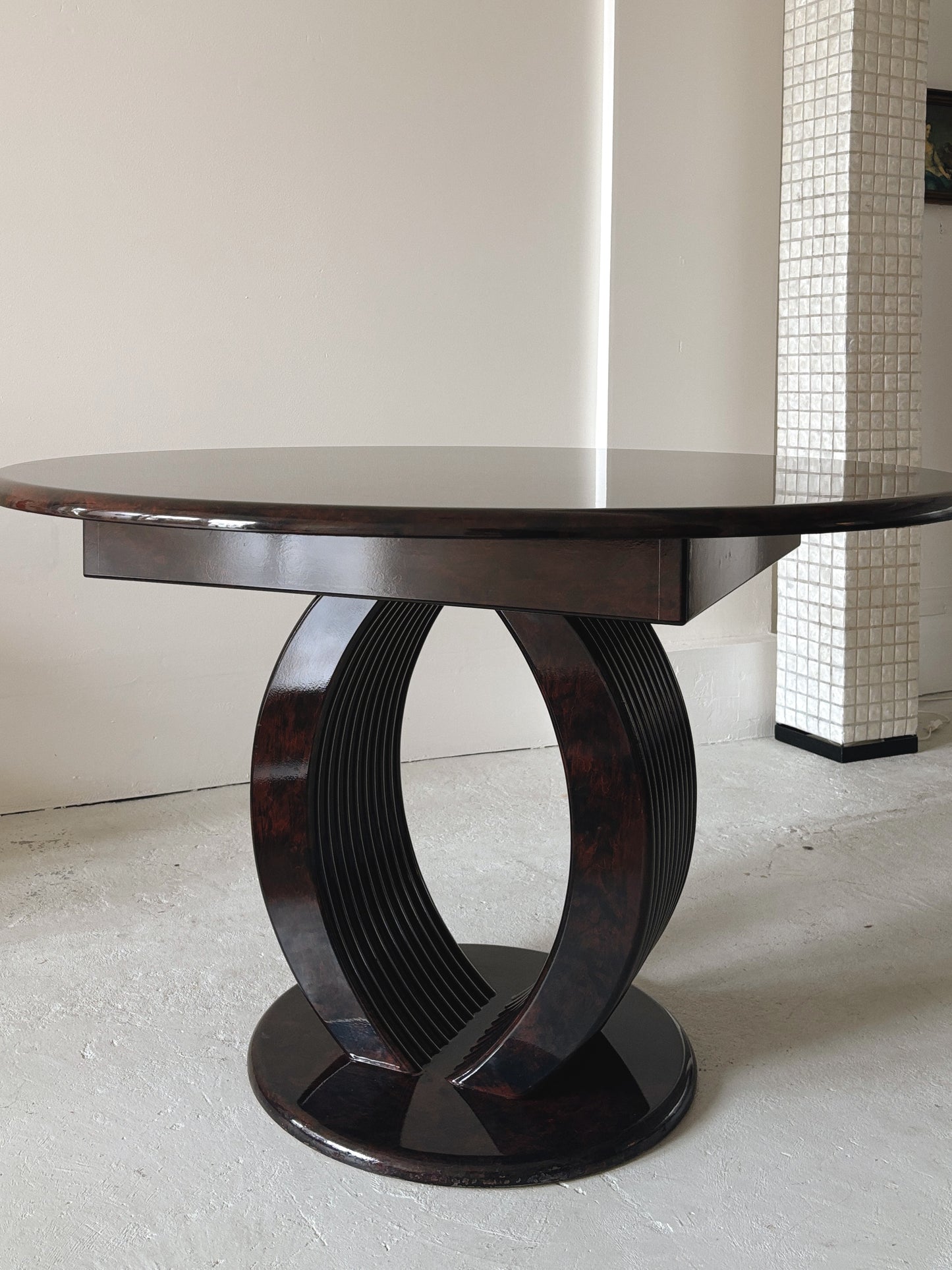 Glossy 80s Burl Dining Table