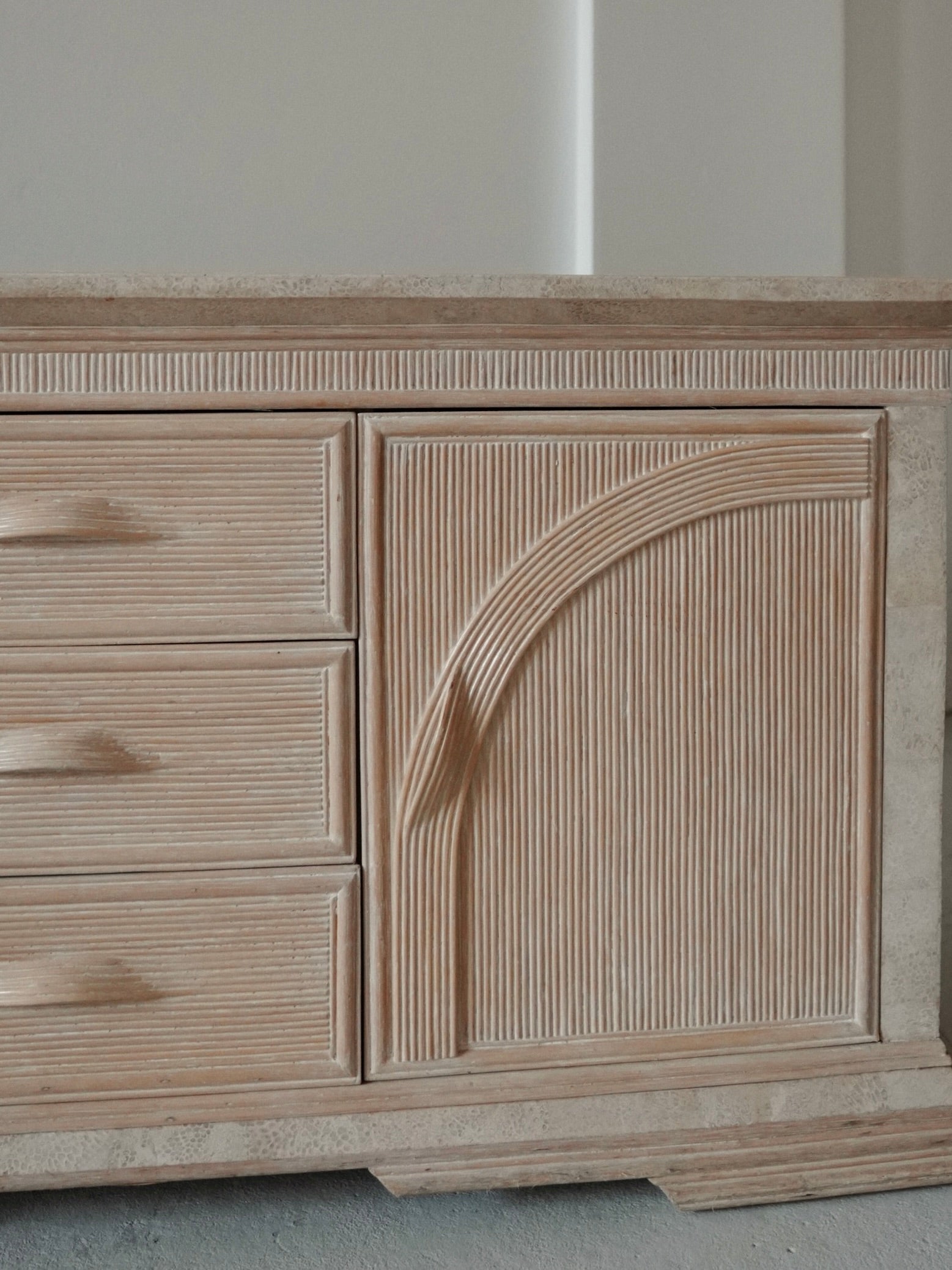 1980s Bamboo + Stone Sideboard