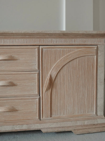 1980s Bamboo + Stone Sideboard