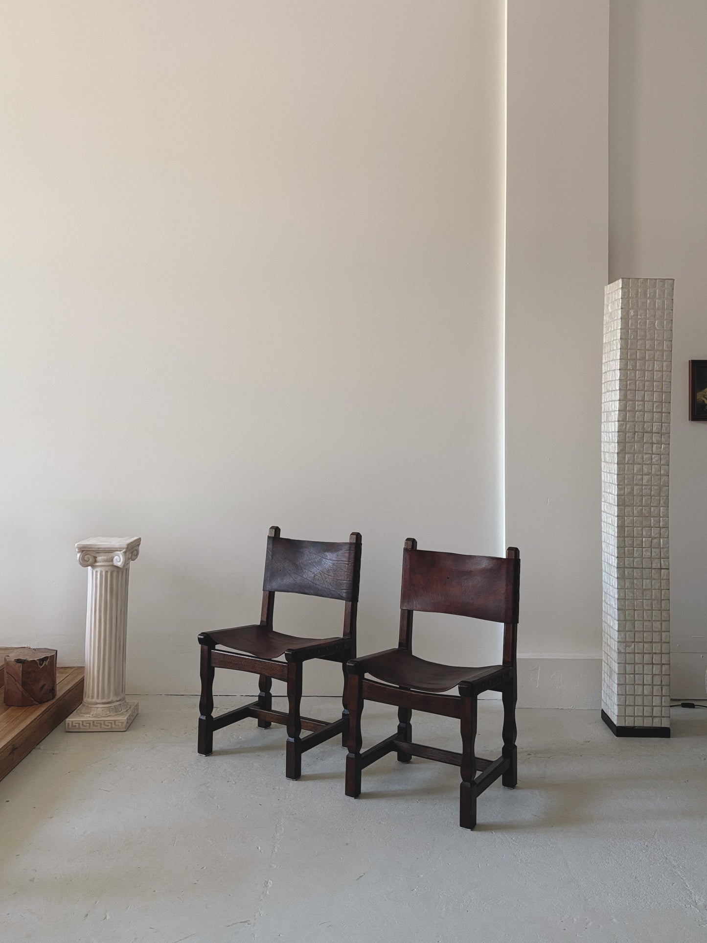 Set of 4 1970s Spanish Style Leather Chairs