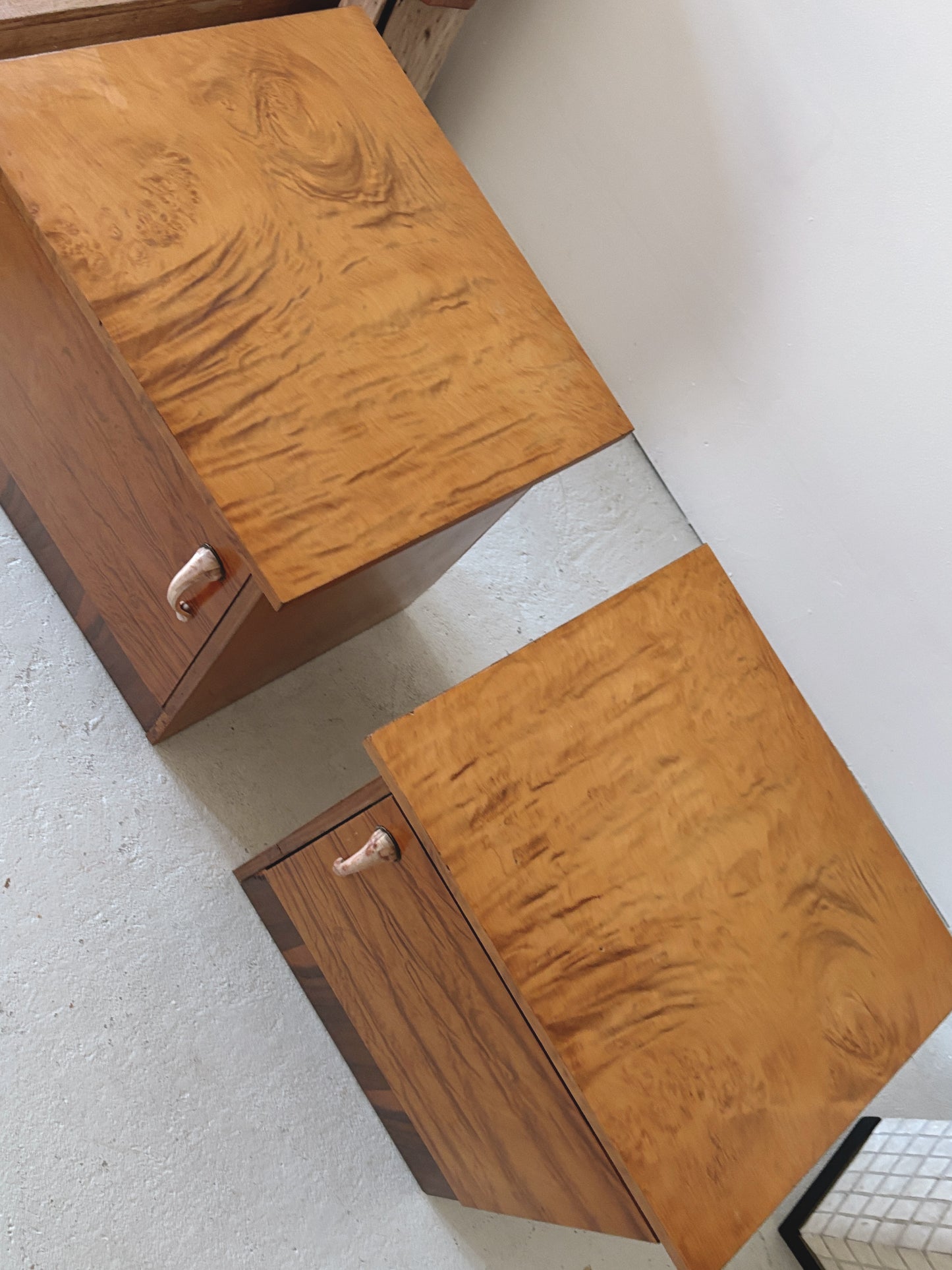 Art Deco Burr Bedside Tables
