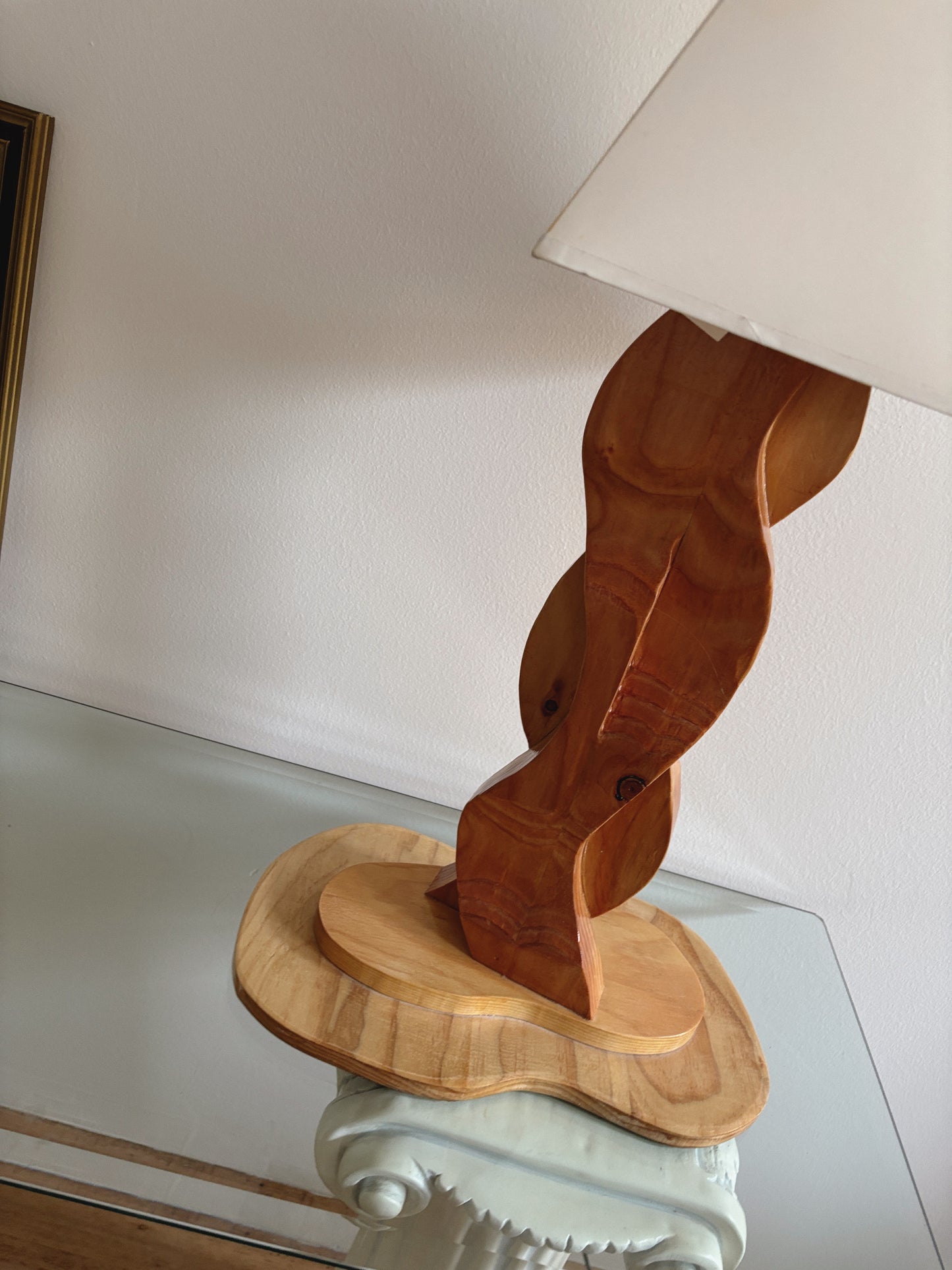 Hand Carved Timber Lamp