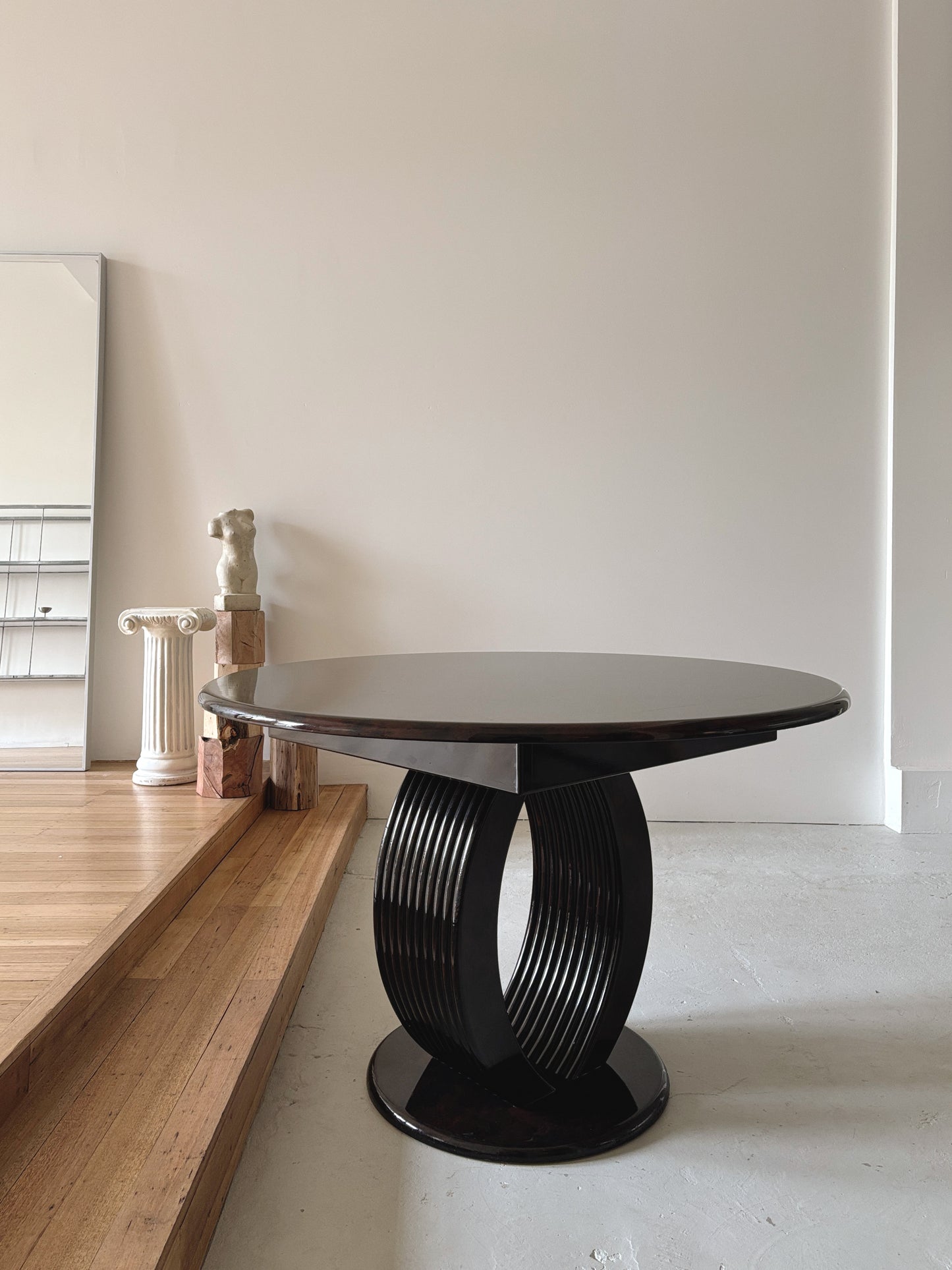 Glossy 80s Burl Dining Table