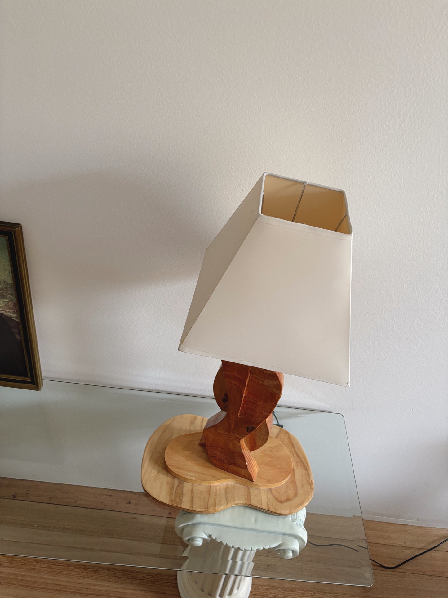 Hand Carved Timber Lamp